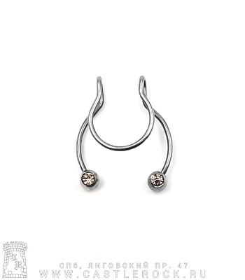 Обманка для септума Сталь с Шариками со Стразами (прозрачными)