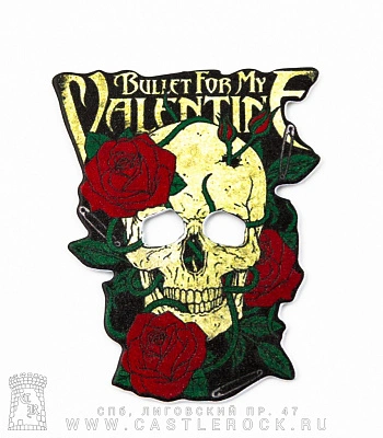 магнит металлический bullet for my valentine (череп и розы)