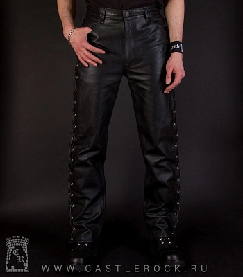 штаны кожаные master со шнуровкой