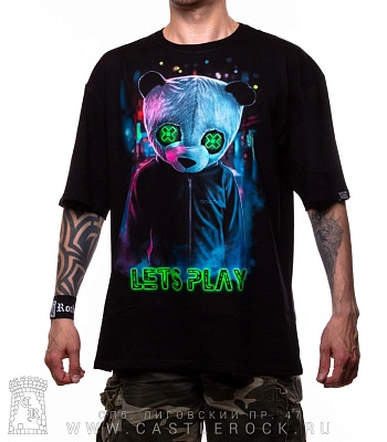 футболка панда "lets play" (оверсайз, светится)