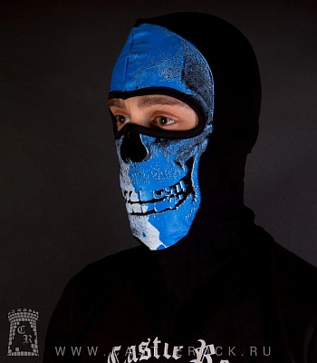 шапка балаклава череп (синий с белым)