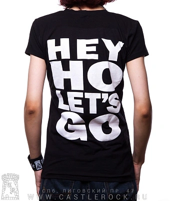 женская футболка ramones "hey ho let's go"