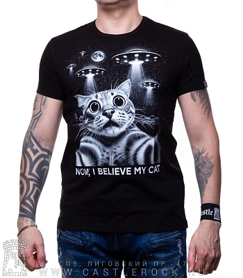 футболка кот и инопланетяне (светится)