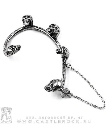 серьга кафф черепа (цепочка)