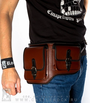 сумка на пояс коричневая (светлая, правая)