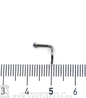 Крючок для носа Сталь со Стразом (синим) 1 х 6-8 х 2