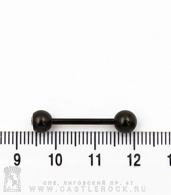 Штанга Сталь Черная с Шариками со Стразом (прозрачным) 1,6 х 16 х 6/6