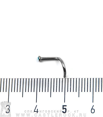 Крючок для носа Сталь со Стразом (голубым) 1 х 6-8 х 2