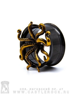 Плаг Сталь Тонкостенный Черный Кракен (с внутренней резьбой) 19 мм