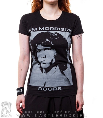 женская футболка doors jim morrison (принт серый)