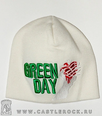 шапка с вышивкой green day "american idiot" (белая)