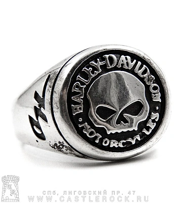 кольцо harley-davidson motorcycles (череп в круге)