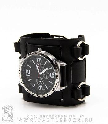 часы наручные браслет широкий (черные)