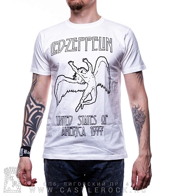 футболка led zeppelin "united states of america 1977" (белая)