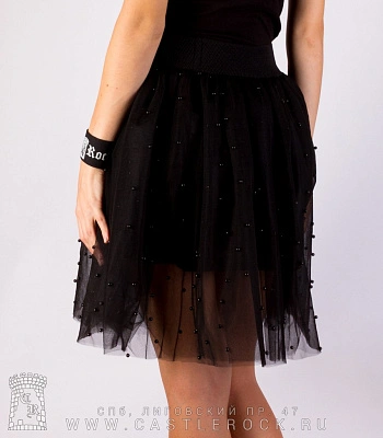 юбка из фатина c бусинами (черная)