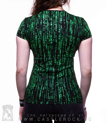 женская футболка матрица (полноформат, светится)