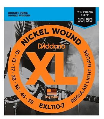 струны d'addario никелированные для электрогитары (семиструнной) exl110-7