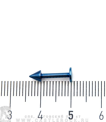 Лабрет Сталь Синий с Шипом 1,6 х 10 х 4