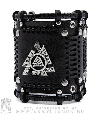 напульсник кожаный стимпанк черный (bspkv-2) валькнут