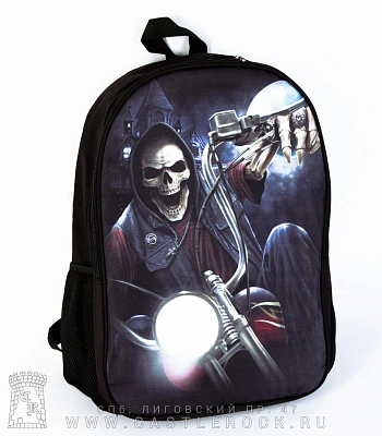 рюкзак принт скелет байкера