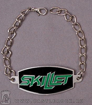 браслет на цепочке skillet (зеленая надпись)