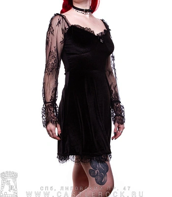 платье бархатное с полумесяцем (кружевной рукав)