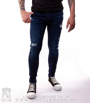 джинсы синие темные (потертые)