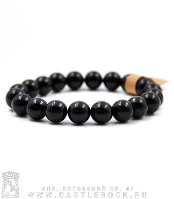 браслет из натурального камня агат черный (10 мм)