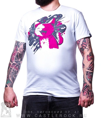 футболка котенок (белая, светится)