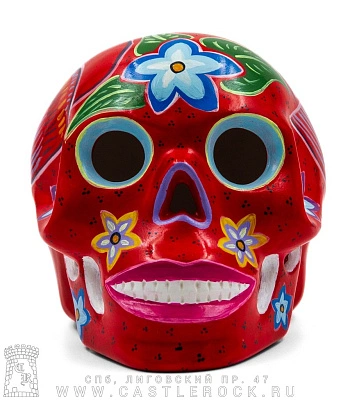 статуэтка череп расписной santa muerte (красный)