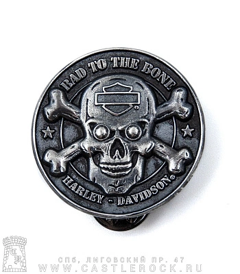 значок цанга harley-davidson "rad to the bone" (череп и кости)