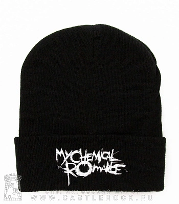 шапка с отворотом и вышивкой my chemical romance