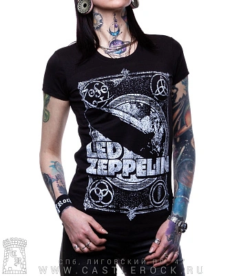 женская футболка led zeppelin (дирижабль ч/б)