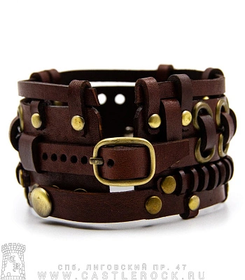 напульсник кожаный стимпанк коричневый (bspk-9)