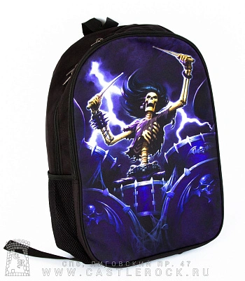 рюкзак принт скелет барабанщика