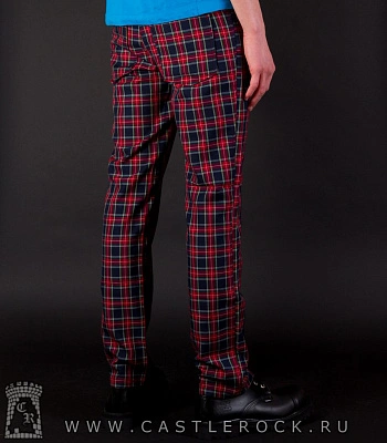 брюки клетка синяя темная с красным