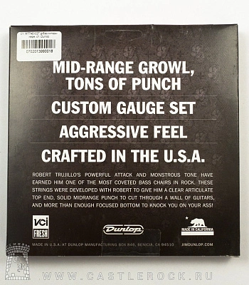 струны dunlop для бас-гитары нержавеющая сталь rtt45102t