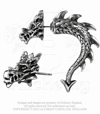 серьга alchemy gothic (алхимия готик) e324 tor dragon