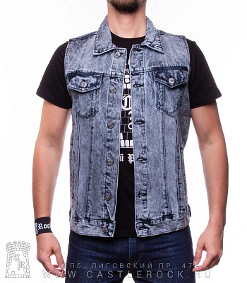 жилет джинсовый серый (потертый) 7022#