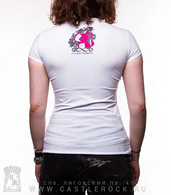 женская футболка котенок (белая, светится)