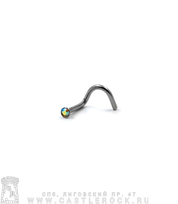 Крючок для носа Сталь со Стразом (перламутровым) 1 х 6-8 х 2