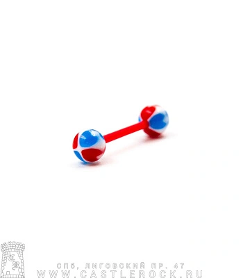 Штанга Биофлекс с Акриловыми Шариками Сердечки (красно-синяя) 1,6 х 16 х 6/6