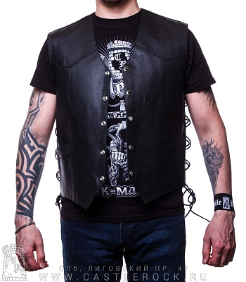 жилет кожаный first на клепках