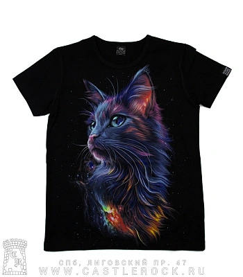 футболка детская кошка космическая (светится)
