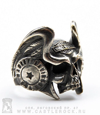 кольцо harley-davidson (череп крылатый)