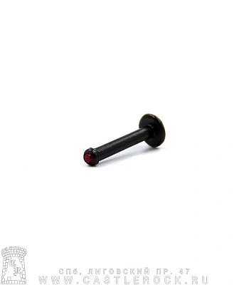 Лабрет Безрезьбовой Биофлекс Черный со Стразом (красным) 1,6 х 10 х 2
