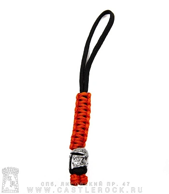 темляк с бусиной шлем (черно-оранжевый)
