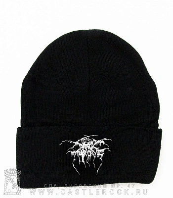шапка с отворотом и вышивкой darkthrone