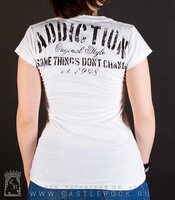 женская футболка addiction мотоцикл "some thing don't change" (белая)