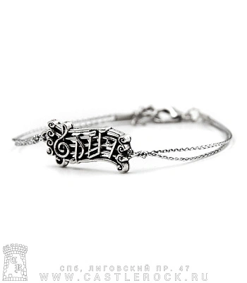 браслет на шнурке ноты (серебристый)